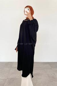 Black Crew Neck Ayrobin Unprinted Tunic