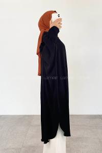 Black Crew Neck Ayrobin Unprinted Tunic