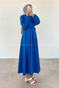 Saxe Medium Crew Neck Linen Unprinted Dresess