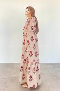 Fuchsia Foulard Neck Cotton Printed Dresess