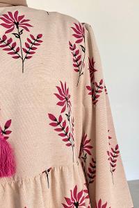 Fuchsia Foulard Neck Cotton Printed Dresess