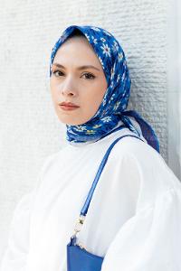 Sax Gray Cotton Fabric Straight Shawl