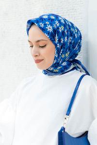 Sax Gray Cotton Fabric Straight Shawl