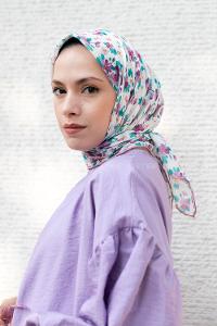 Violet Color Cotton Fabric Straight Shawl