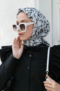 Black White Cotton Fabric Straight Shawl