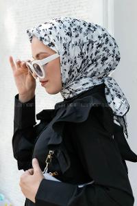 Black White Cotton Fabric Straight Shawl