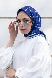 Sax Cotton Fabric Straight Shawl