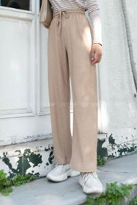 Beige Cotton High Waist Comfortable Pants