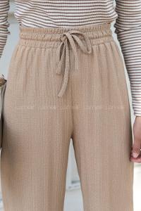 Beige Cotton High Waist Comfortable Pants