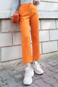 Orange Viscose Fabric High Waist Material Pants