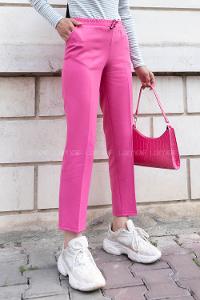 Candy Pink Viscose Fabric High Waist Material Pants