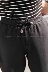 Black Viscose Fabric High Waist Material Pants