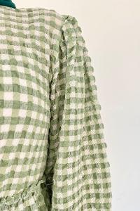 Modalamelif Balon Kol Ekose Elbise Çağla Yeşili