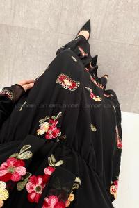 Black-1 Mandarin Collar Cotton Printed Dresess