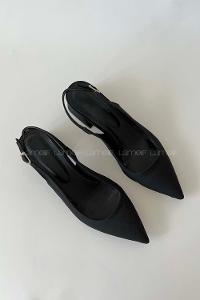 Black Heeled Fabric Shoes