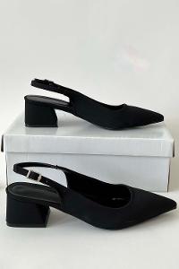 Black Heeled Fabric Shoes