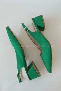 Green Heeled Fabric Shoes