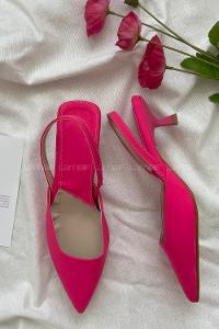 Fuchsia Heeled Fabric Shoes