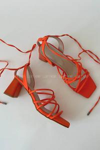 Orange Heeled Fabric Shoes