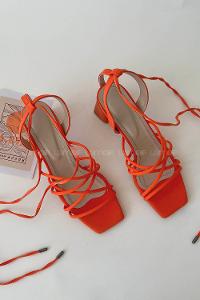 Orange Heeled Fabric Shoes