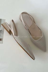Beige Heeled Babet Shoes