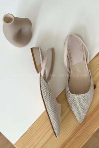 Beige Heeled Babet Shoes