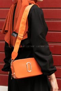 Lamelif  ikiGözlü El Omuz Çapraz Çanta Oranj