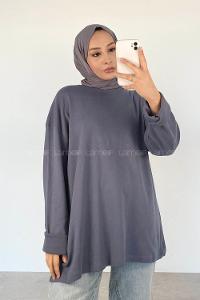 Anthracite Crew Neck Long Arm Unprinted Sweatshirt