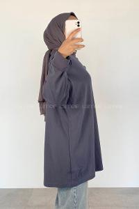 Anthracite Crew Neck Long Arm Unprinted Sweatshirt