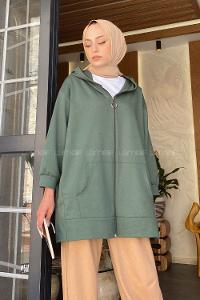 Khaki V Neck Long Arm Knitwear Cardigan