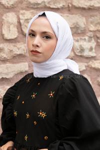 White Cotton Fabric Straight Shawl