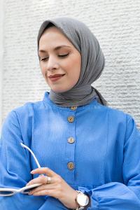 Lamelif Ayrobin Pamuk Eşarp Füme