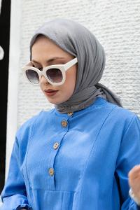 Lamelif Ayrobin Pamuk Eşarp Füme