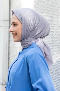 Lamelif Ayrobin Pamuk Eşarp Gri