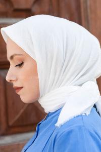 Modalamelif Ayrobin Pamuk Eşarp Kırık Beyaz