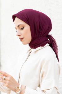 Modalamelif Ayrobin Pamuk Eşarp Mürdüm