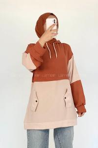 Tan Hood Neck Ayrobin Unprinted Tunic