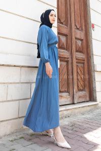 Modalamelif Mevlana Model Elbise İndigo