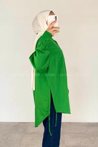 Green-2 Shirt Collar Long Arm Cotton Unprinted Shirt