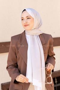 Modalamelif Açık Vizonrengi Ekru Monogram Şal