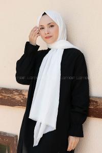 Lamelif Bambu Şal Kırık Beyaz