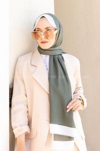 Modalamelif Çağla Yeşili  Ekru Monogram Şal