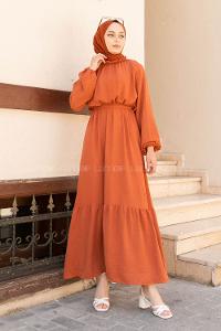 Tile Foulard Neck Ayrobin Unprinted Dresess