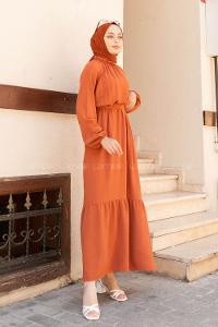 Tile Foulard Neck Ayrobin Unprinted Dresess