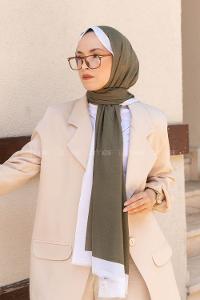 Lamelif Haki Ekru Monogram Şal