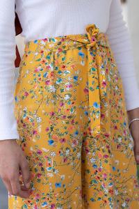 Yellow Cotton High Waist Comfortable Pants