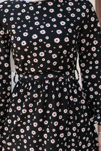 Black Crew Neck Viscose Fabric Printed Dresess