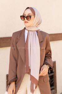 Modalamelif Taş Sütlü Kahve  Monogram Şal