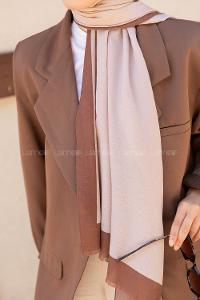 Modalamelif Taş Sütlü Kahve  Monogram Şal