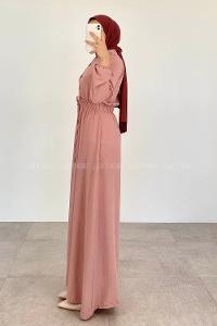 Pink Shirt Collar Cotton Unprinted Dresess